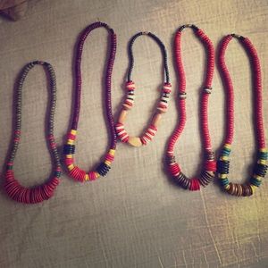 5 handmade Filipino beaded necklaces
