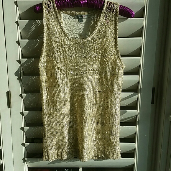 Gold sparkly mesh tank