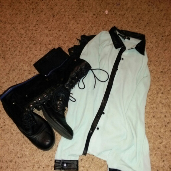 Faux Leather Satin Shirt