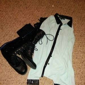 Faux Leather Satin Shirt