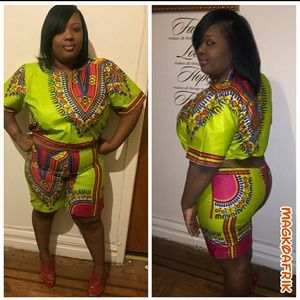 African dashiki custom made crop top set