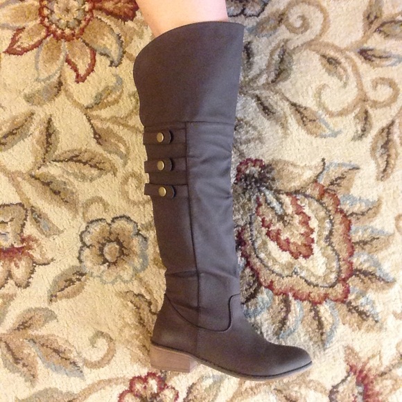 Brown knee high boots