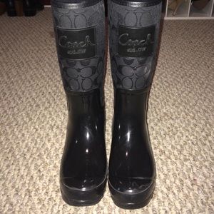 Black coach rain boots