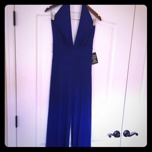 Issa deep v, blue silk jumpsuit.