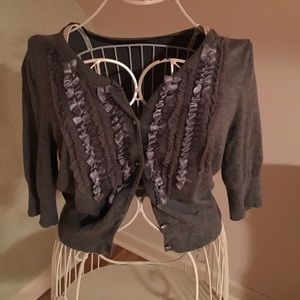 Grey ruffle cardigan