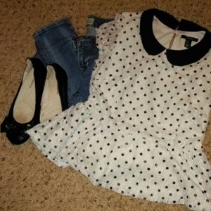 Peter Pan Polka-Dotted Peplum