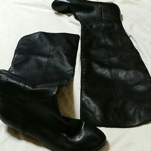 Black Over the Knee Leather Boots