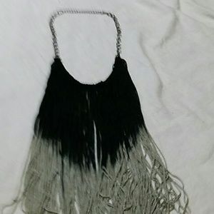 Black/Grey Fringe Necklace