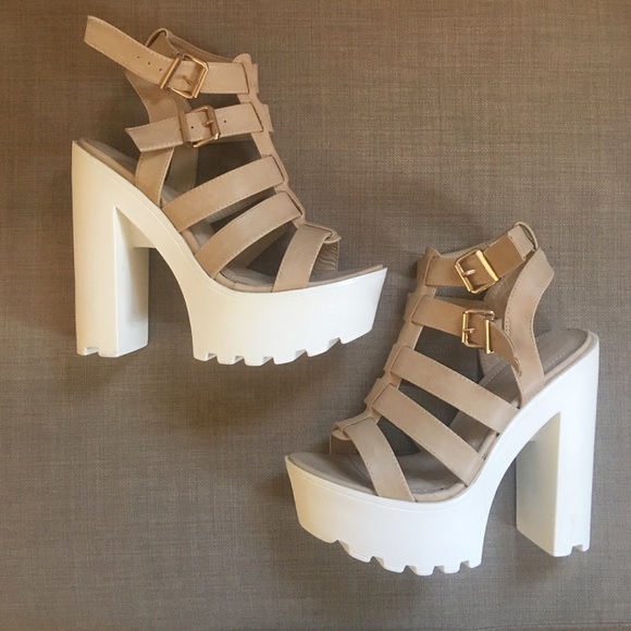 Shoes - Chunky White / Blush Platforms