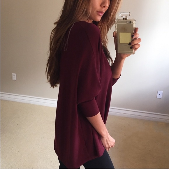 • SOLD • Soft Cranberry Dolman Top L - Picture 4 of 4