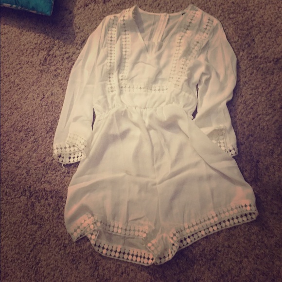 White romper with laces