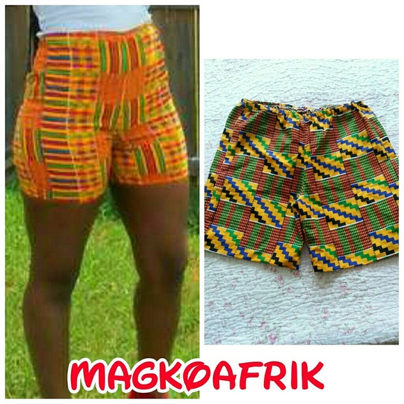 African kente print Hi waist shorts