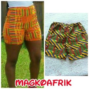 African kente print Hi waist shorts