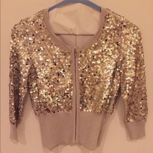 NEW Sparkly Gold & Beige Cardigan