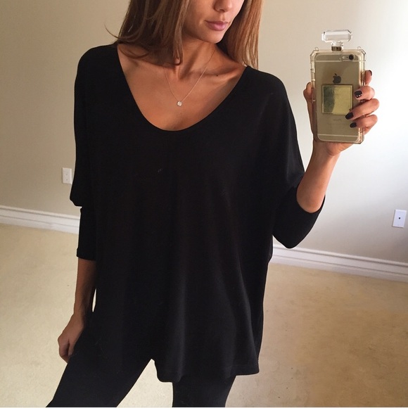 • SOLD • Soft Black Dolman Top L - Picture 2 of 4