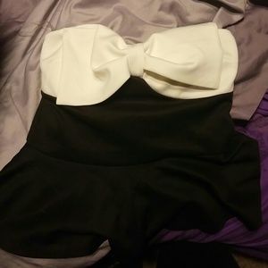 Strapless peplum top
