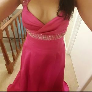 NWOT Bright Magenta Satin Gown