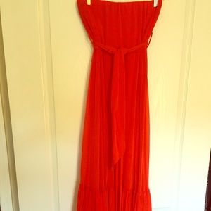 Jean Paul Gaultier red maxi evening dress.