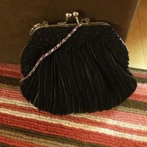 Black beaded cocktail bag