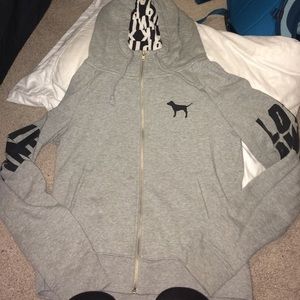 Vs pink grey cowl neck zip up