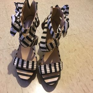 Black & White Striped Heels