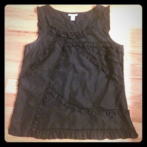 J.Crew Silk Black Ruffle Top