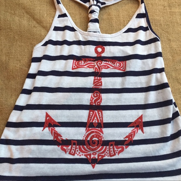 Navy and White Striped Anchor Tank
