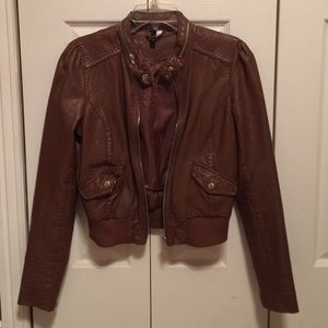 Sexy brown leather jacket