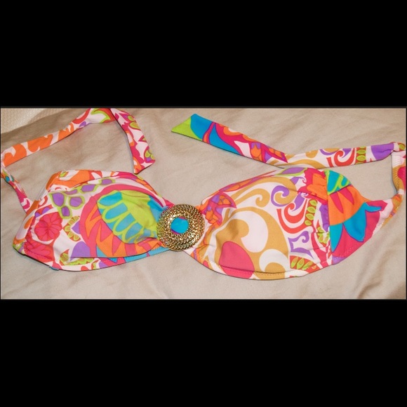 Trina Turk strapless multi color bikini top sz 10