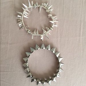 BaubleBar spiked bracelets in silver