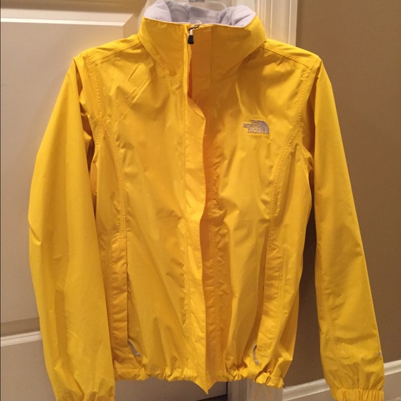 light yellow north face rain jacket