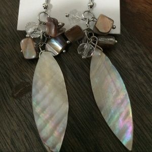 Mother of pearl , beaded earrings