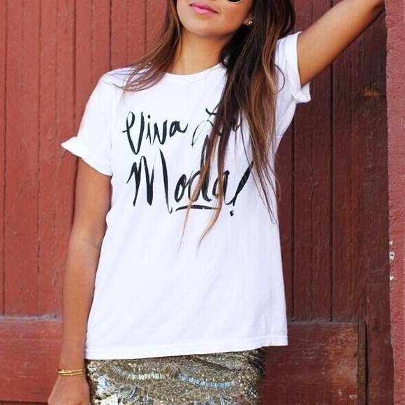 Tops - "Viva La Moda" White Graphic Print Top