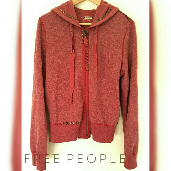 Free People Red Inside Out Hoodie