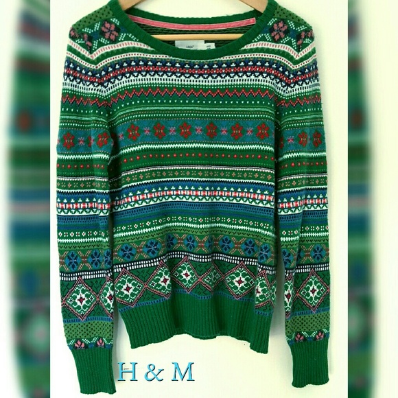 H&M Green Fair Isle Sweater