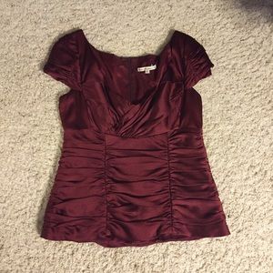 Nanette Lepore Tease Me wine silk blouse