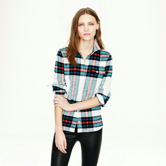 ISO J. Crew Rock Salt Plaid Flannel