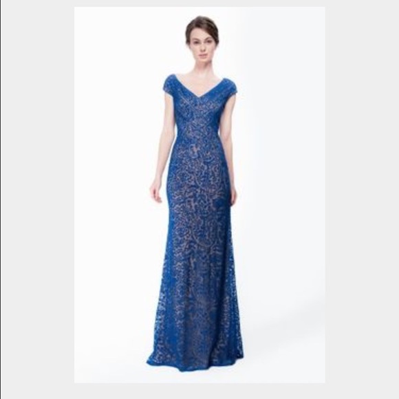 Tadashi Royal Blue Nude gown Size 6
