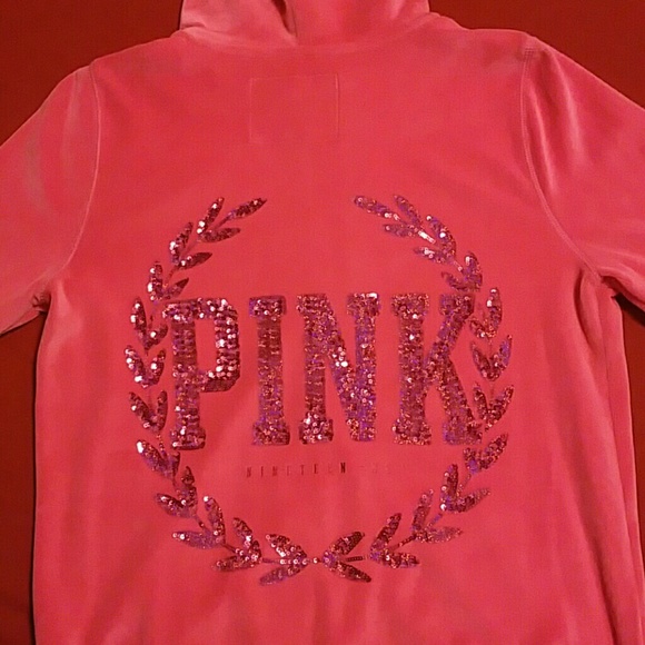 PINK full zip velour hoodie