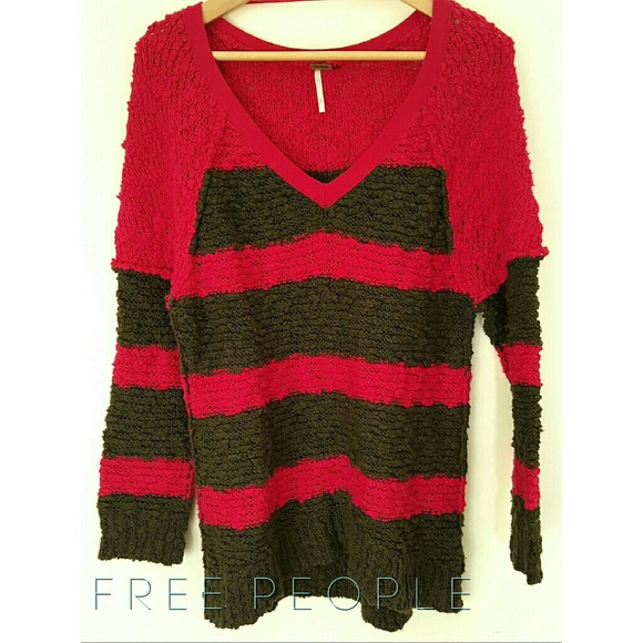 Free People Pink and Espresso Marled Sweater
