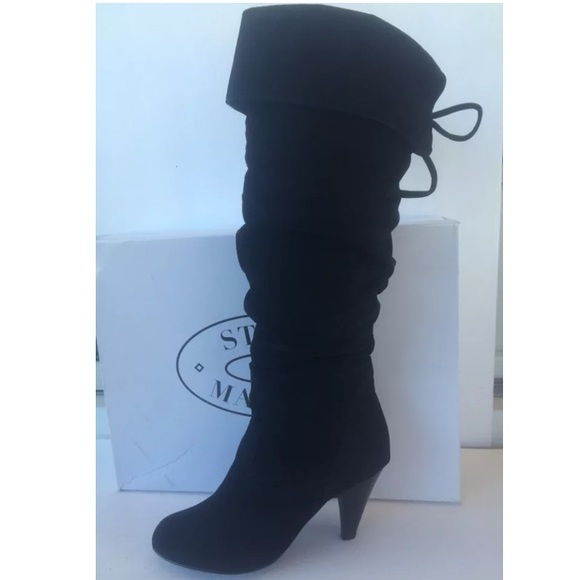 Steve Madden High Heel Boots Black Faux Suede SZ 8