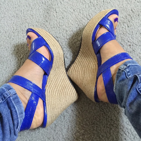 Cobalt Blue Patent Wedges - Picture 3 of 3