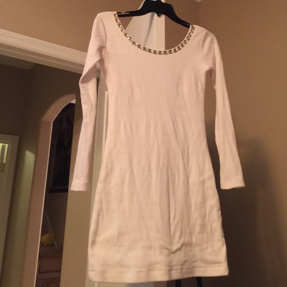 Ribbed White Mini Dress - Picture 1 of 3