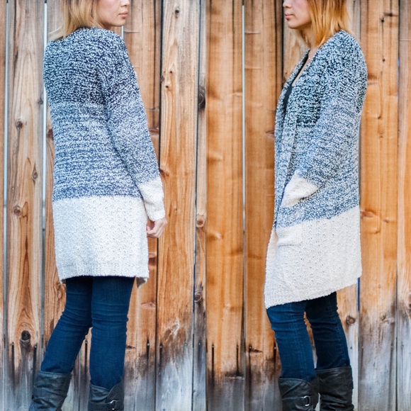 XX KYLIE ombrรฉ sweater cardigan - BLACK/CREAM - Picture 3 of 4