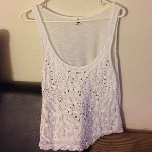 Lace beaded white top