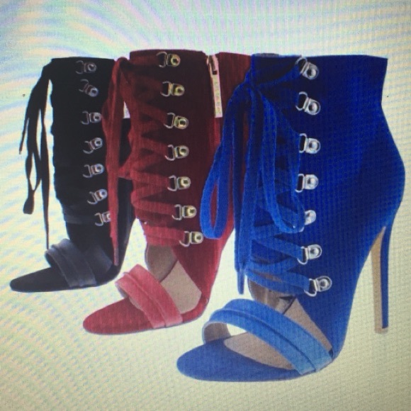 Black Velvet Open-Toe Booties