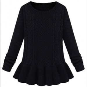 NWOT Black peplum sweater.