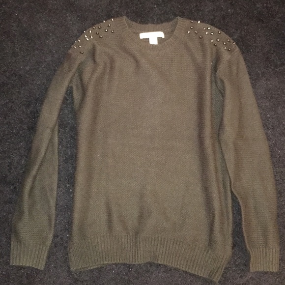 Green studded sweater!