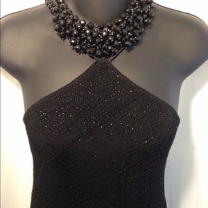 Sexy Sparkly Black Glitter Formal Dress Size L.