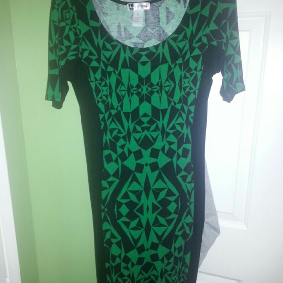 Green and black geometric print dress - Picture 1 of 4